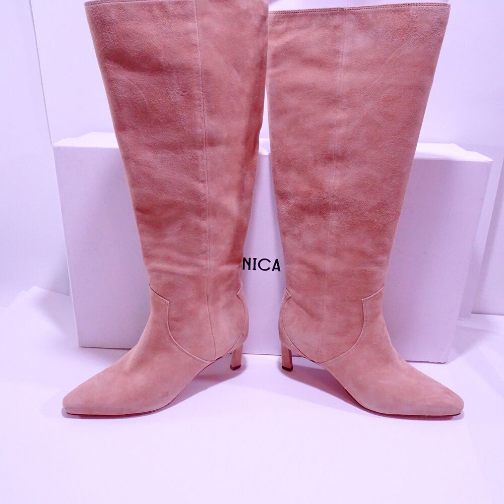 Veronica Beard Kinna Tall Suede Knee High Boots Sz 8 WIDE CALF NIB 780 Sand - Picture 8 of 14